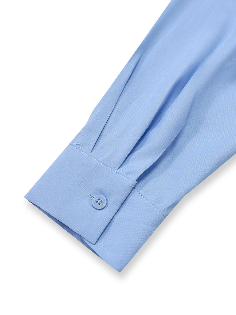 Blue 1930s Bow Tie Belted Pencil Dress