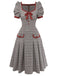 [Pre-Sale] Brown 1950s Bow Houndstooth Pleated Dress