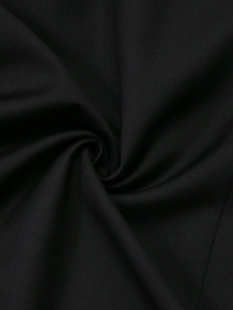 [Pre-Sale] Black 1960s Ruffle Bow Tie Belt Patchwork Dress