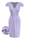 [Pre-Sale] Lavender 1960s Shimmer V-Neck Cap Sleeve Pleated Dress