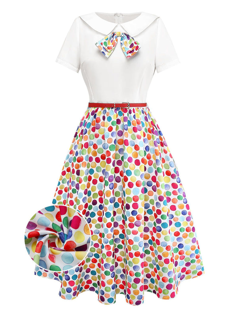 [Pre-Sale] 1950s Colorful Polka Dot Bow Dress