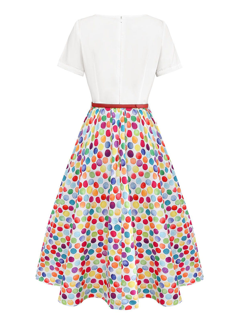 [Pre-Sale] 1950s Colorful Polka Dot Bow Dress