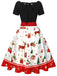 1950s Christmas Tree Patchwork Bow Belted Swing Dress