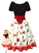 1950s Christmas Tree Patchwork Bow Belted Swing Dress