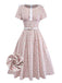[Pre-Sale] Pink 1940s Ditsy Floral Bow Belted Dress