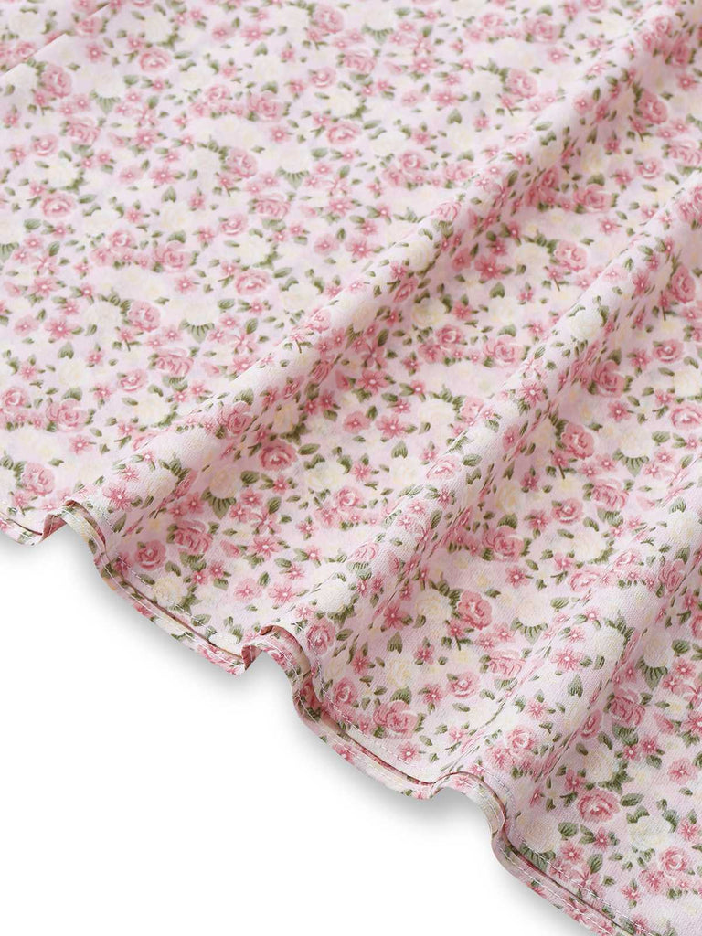 [Pre-Sale] Pink 1940s Ditsy Floral Bow Belted Dress