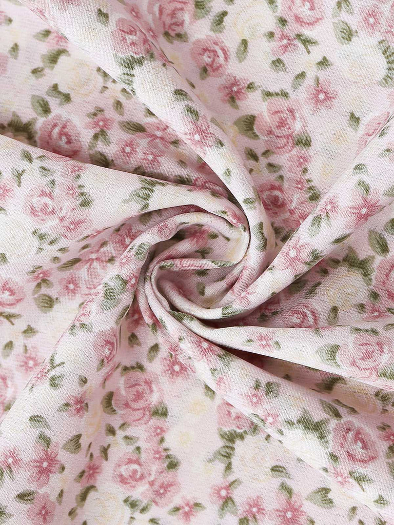 [Pre-Sale] Pink 1940s Ditsy Floral Bow Belted Dress