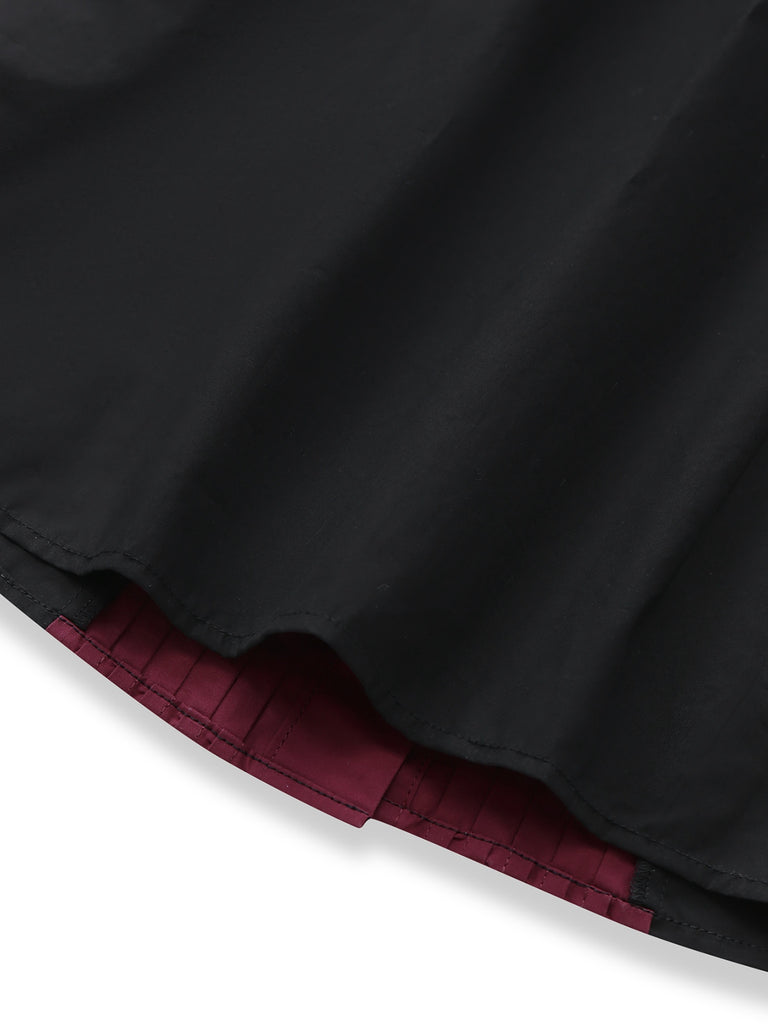 [Pre-Sale] Black 1940s Cotton Tucker Pleated Bow Blouse