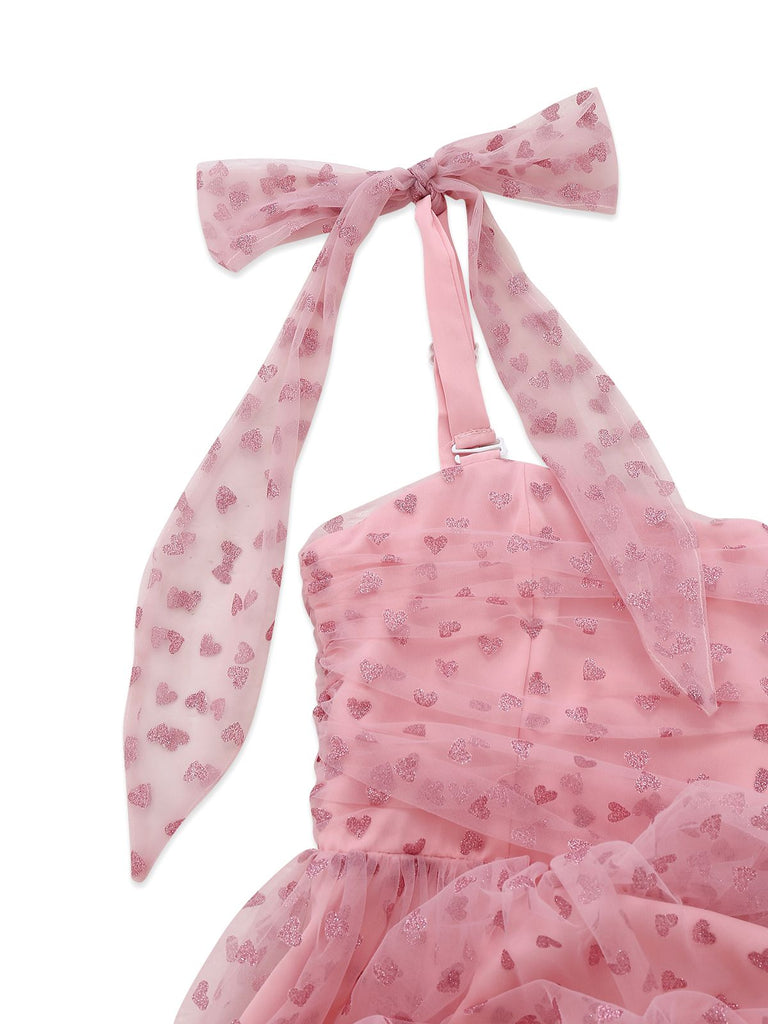 Green 1950s Glitter Shoulder Tie Ruched Dress