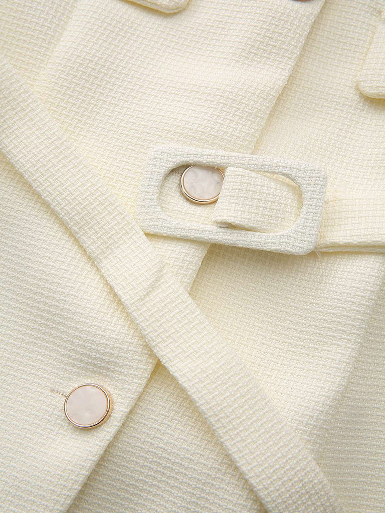 Beige 1950s Long Sleeve Buttons Suit Jacket
