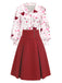 [Pre-Sale] 2PCS 1960s Valentine's Day Tie Neck Blouse & Heart Button Skirt