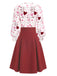 [Pre-Sale] 2PCS 1960s Valentine's Day Tie Neck Blouse & Heart Button Skirt