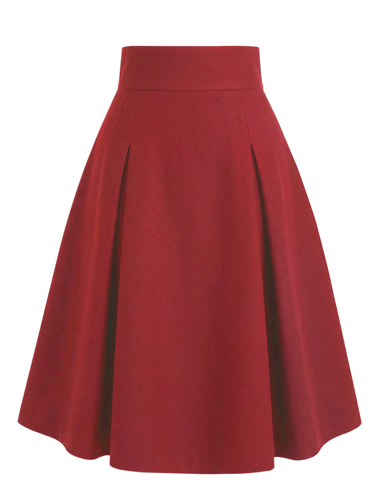 [Pre-Sale] Wine Red 1960s Valentine's Day Heart Button Skirt