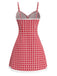 [Pre-Sale] Red 1960s Heart Cherry Plaid Lace Slip Dress