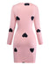 Pink 1960s Heart Round Neck Bodycon Dress