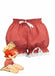 Red 1980s Polka Dot Bow Lace Trim Pumpkin Shorts