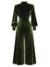 [Pre-Sale] Green 1960s Keyhole Neck Bishop Sleeve Velvet Jumpsuit
