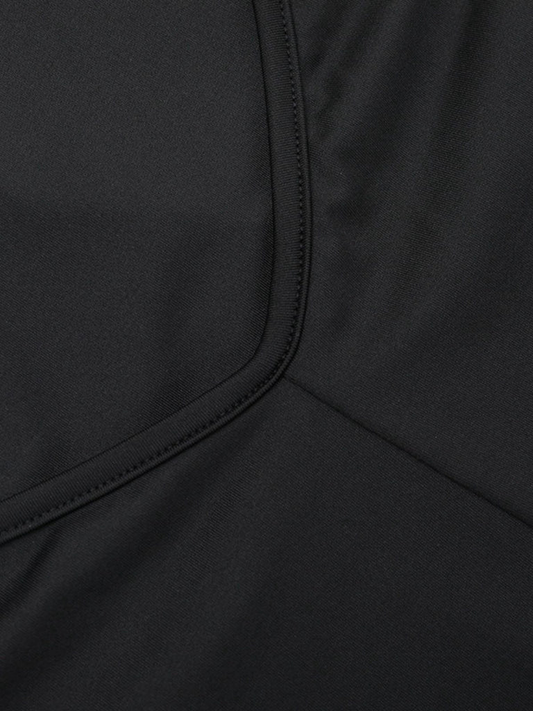 Black 1980s Solid Halter Backless Flared Jumpsuit