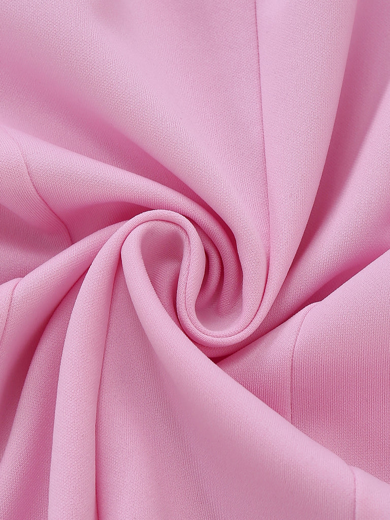 1950s Sweetheart Neck Long Sleeve Solid Pleated Dress