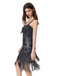 Blue Grey 1920s Sequined Tassel Ball Beaded Slip Dress