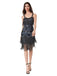 Blue Grey 1920s Sequined Tassel Ball Beaded Slip Dress