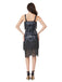 Blue Grey 1920s Sequined Tassel Ball Beaded Slip Dress