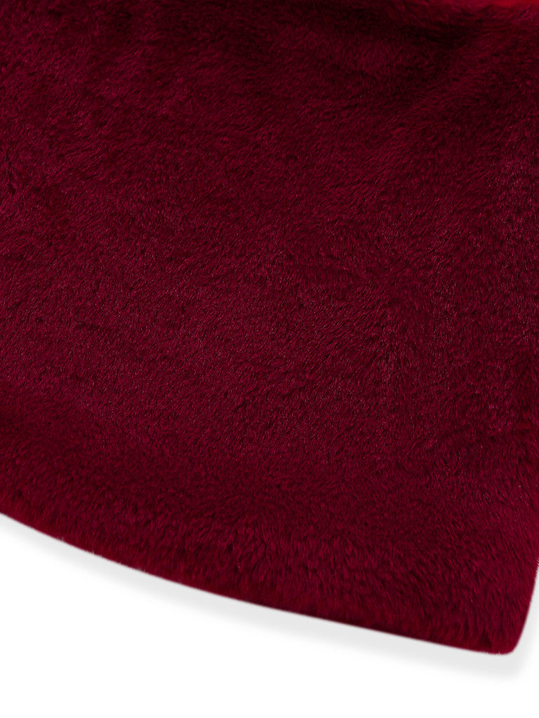 Deep Red 1980s Faux Fur Dress 5