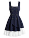 [Pre-Sale] 2PCS Dark Blue 1950s Cropped Jacket & Lace Pinafore Dress