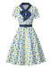 [Pre-Sale] Multicolor 1950s Argyle Bow Collar Belted Dress