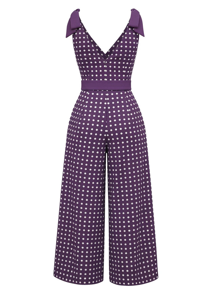 [Pre-Sale] 2PCS Multicolor 1970s Holly Blouse & Polka Dot Jumpsuit