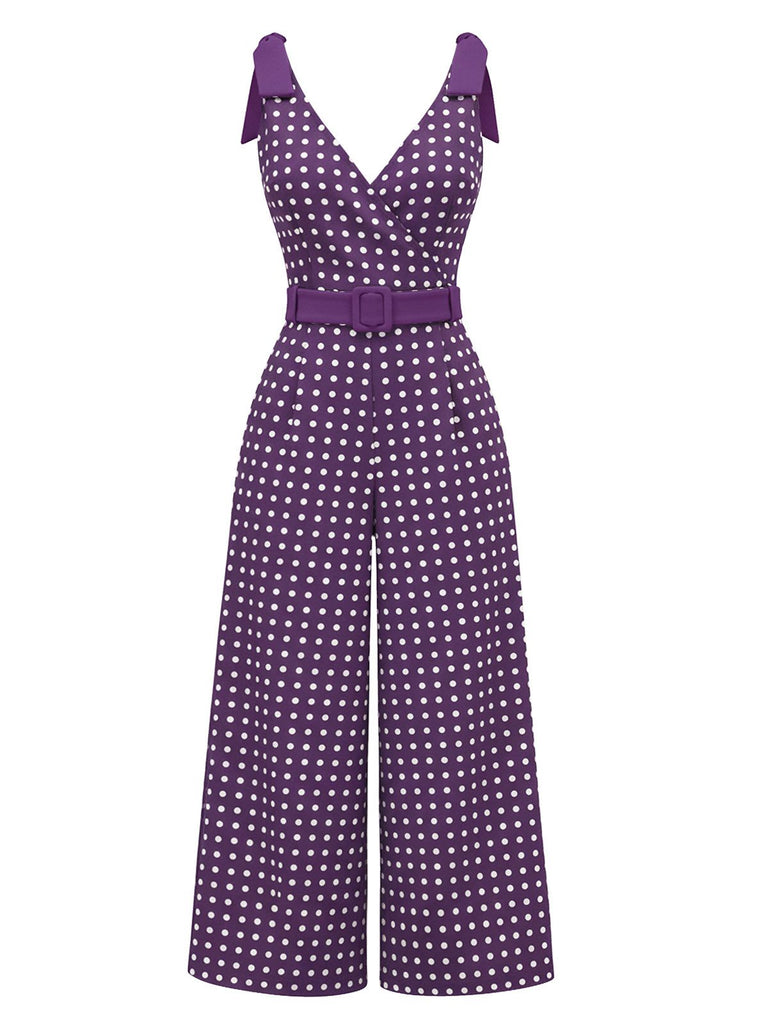 [Pre-Sale] 2PCS Multicolor 1970s Holly Blouse & Polka Dot Jumpsuit