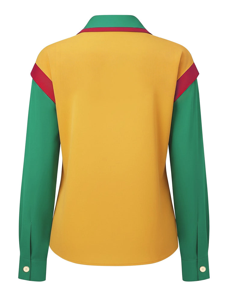 [Pre-Sale] 2PCS Multicolor 1970s Holly Blouse & Polka Dot Jumpsuit