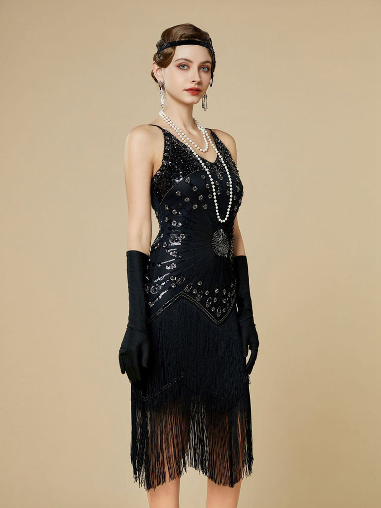 [Pre-Sale] 1920s Sequin Fringe Spaghetti Strap Flapper Dress