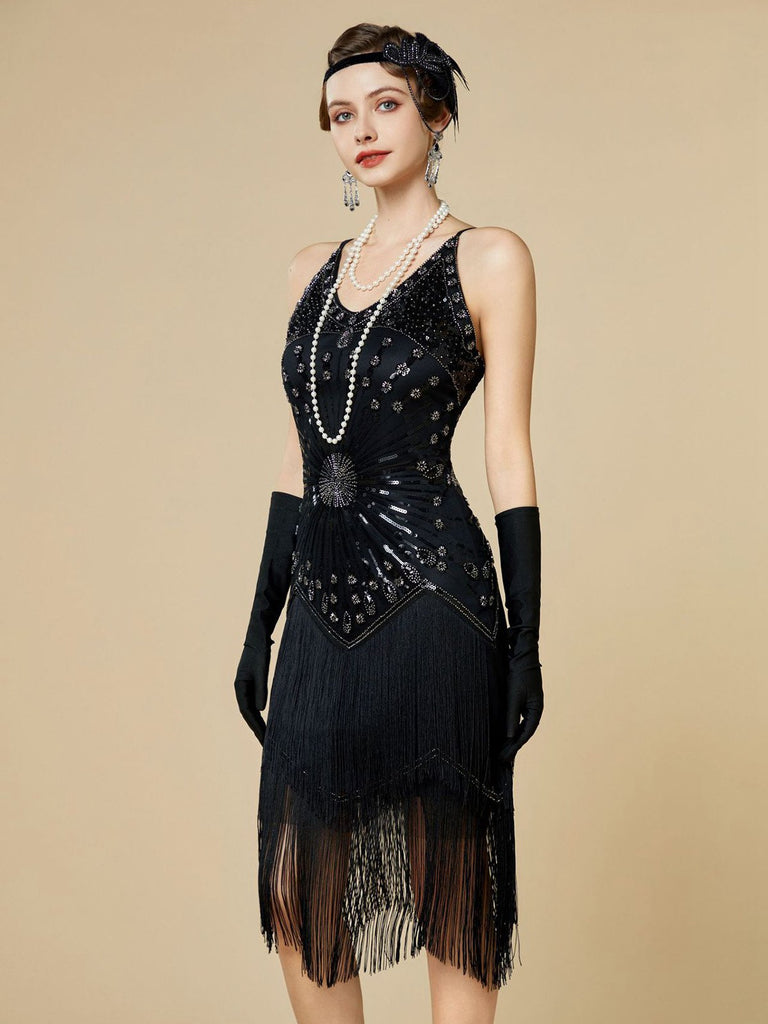 [Pre-Sale] 1920s Sequin Fringe Spaghetti Strap Flapper Dress