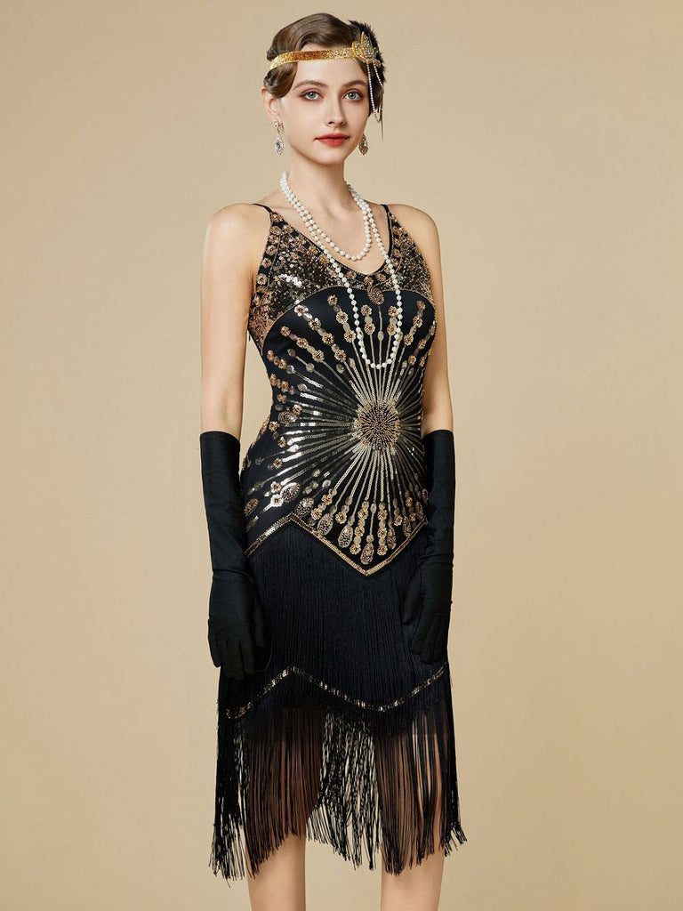 [Pre-Sale] 1920s Sequin Fringe Spaghetti Strap Flapper Dress