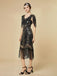 1920s Sequin Fringe Flapper V-Neck Dress