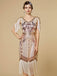1920s Sequin Fringe Flapper V-Neck Dress