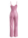 Pink 1930s V-Neck Spaghetti Strap Sequined Jumpsuit