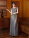 Gray 1920s Sequined Tulle Cap Sleeve Round Neck Dress