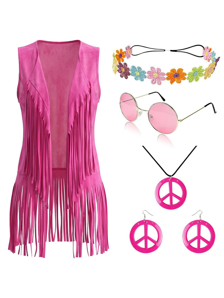 1970s Faux Suede Tassel Disco Vest Set