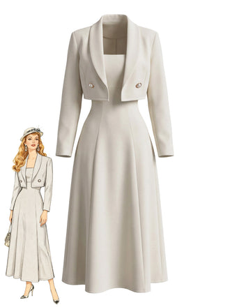 Cream Color 1950s Vintage Two Piece Set