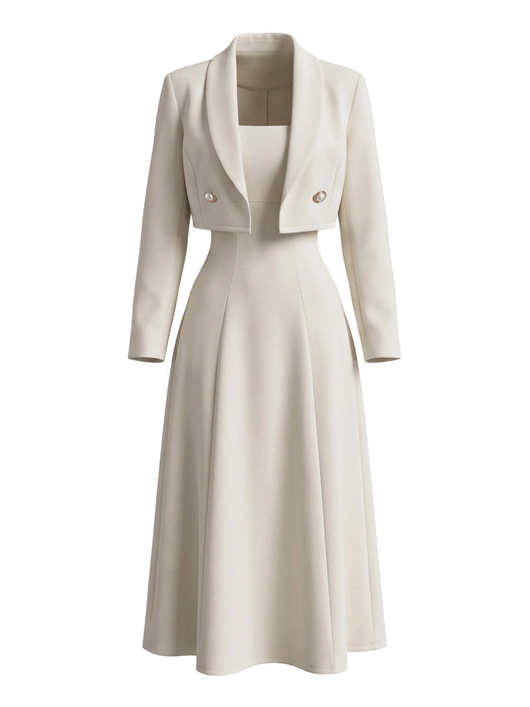 Cream Color 1950s Vintage Two Piece Set 2