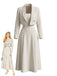 2PCS Ivory 1950s Blazer Overlay A-Line Midi Dress & Bolero Jacket