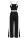 Black & White 1960s Color Block Suspender Jumpsuit