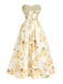 Yellow 1930s Floral Strapless Maxi Dress, vintage dress, retro fashion, floral print - perfect for women who love vintage and retro fashion