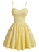 Yellow 1950s Textured Sweetheart Spaghetti Strap Swing Dress, vintage dress, retro fashion, rockabilly, pin-up fashion - perfect for women who love vintage and retro fashion