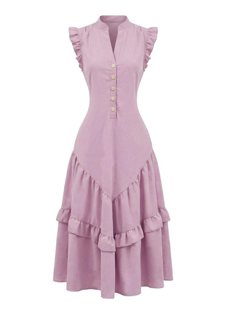Dark Pink 1950s Cotton Linen Sleeveless Swing Dress, vintage dress, retro fashion, rockabilly, pin-up fashion - perfect for women who love vintage and retro fashion