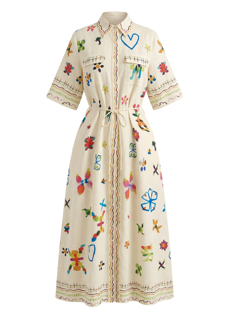 Apricot 1950s Vintage Floral Dress 1