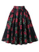 Red 1950s Vintage Floral Dress 1