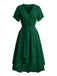 1950s Solid V-Neck Ruffle Sleeve Chiffon Asymmetrical Dress, vintage dress, retro fashion, rockabilly, pin-up fashion - perfect for women who love vintage and retro fashion